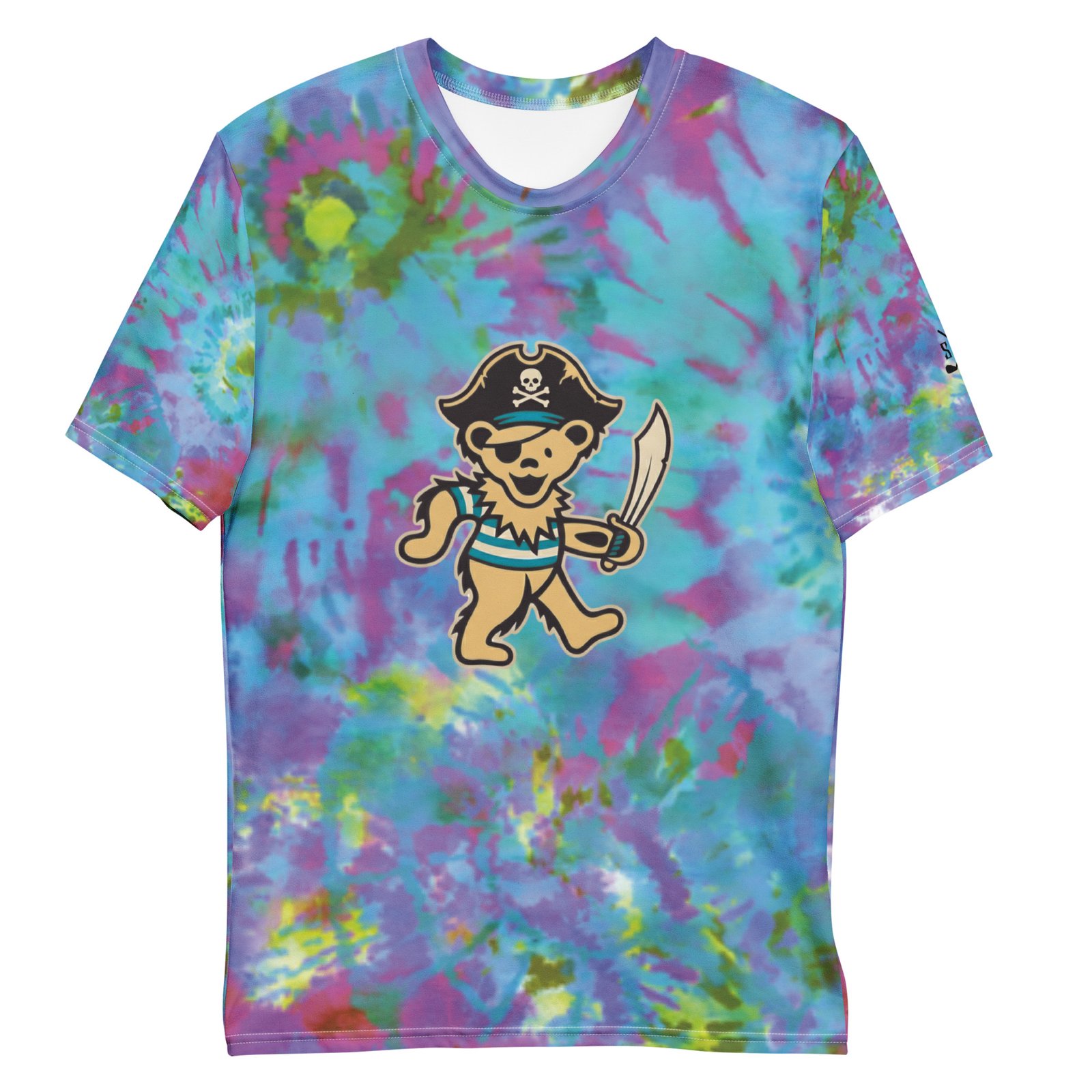 Tie-dye streetwear t-shirt featuring a dancing bear graphic tribute