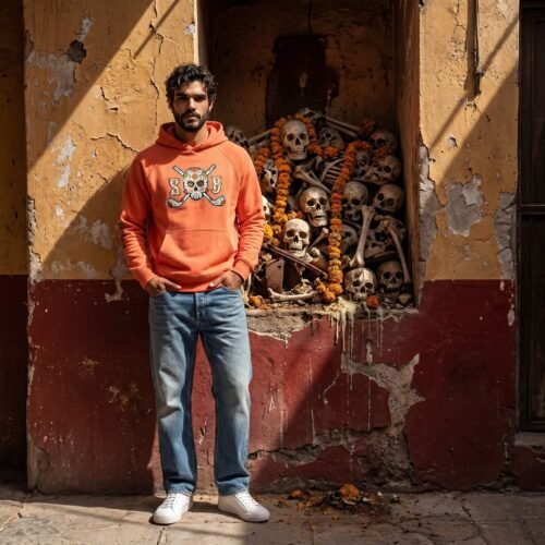 calaveras eco-raglan hoodie