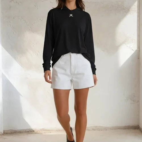 women's long sleeve hooded tee