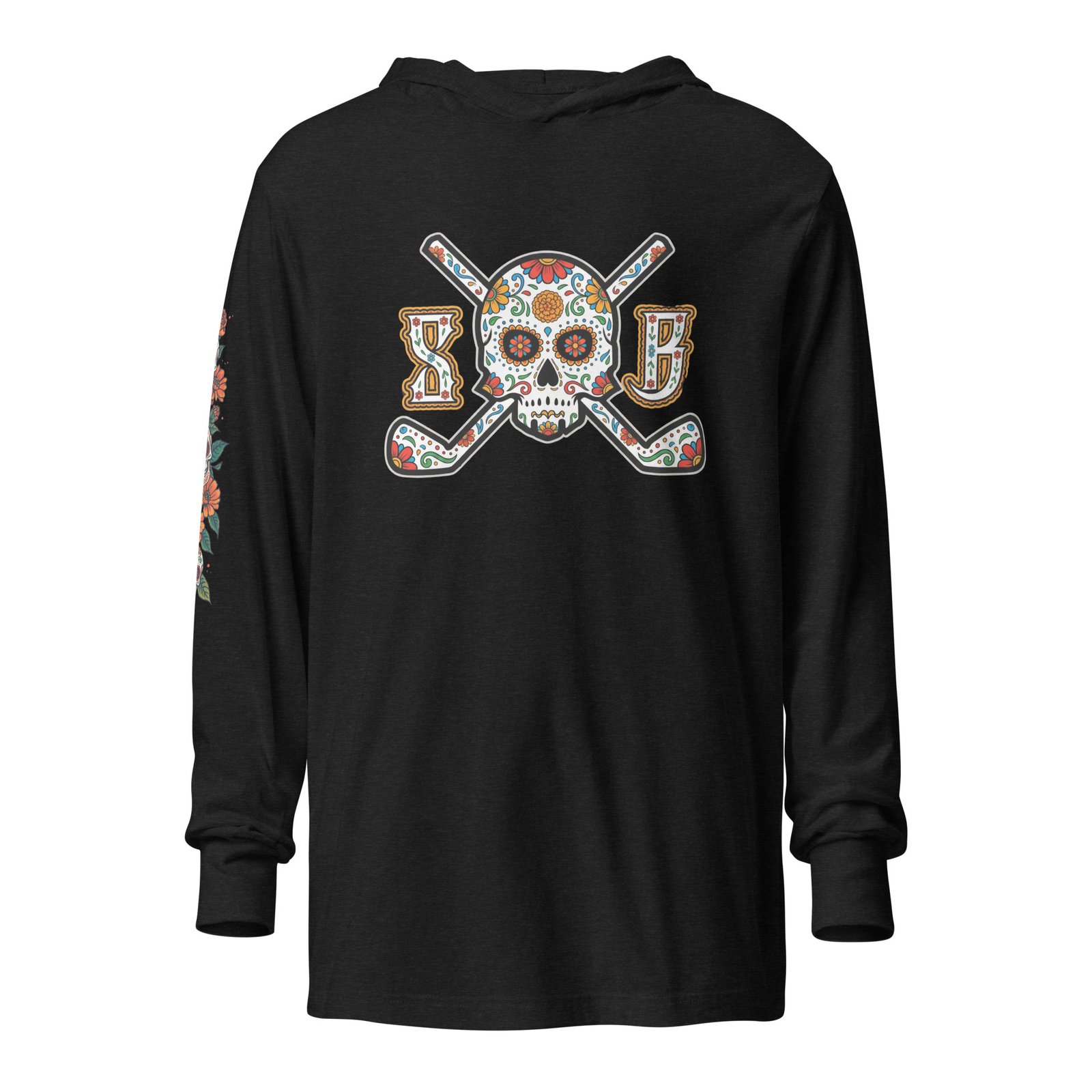 Calaveras Sentinel – The Elite Men’s Long Sleeve Hooded Tee 3 | Skull and Bogeys - Golf brand with skull logo and premium headwear Calaveras Sentinel – The Elite Men’s Long Sleeve Hooded Tee - Image 3