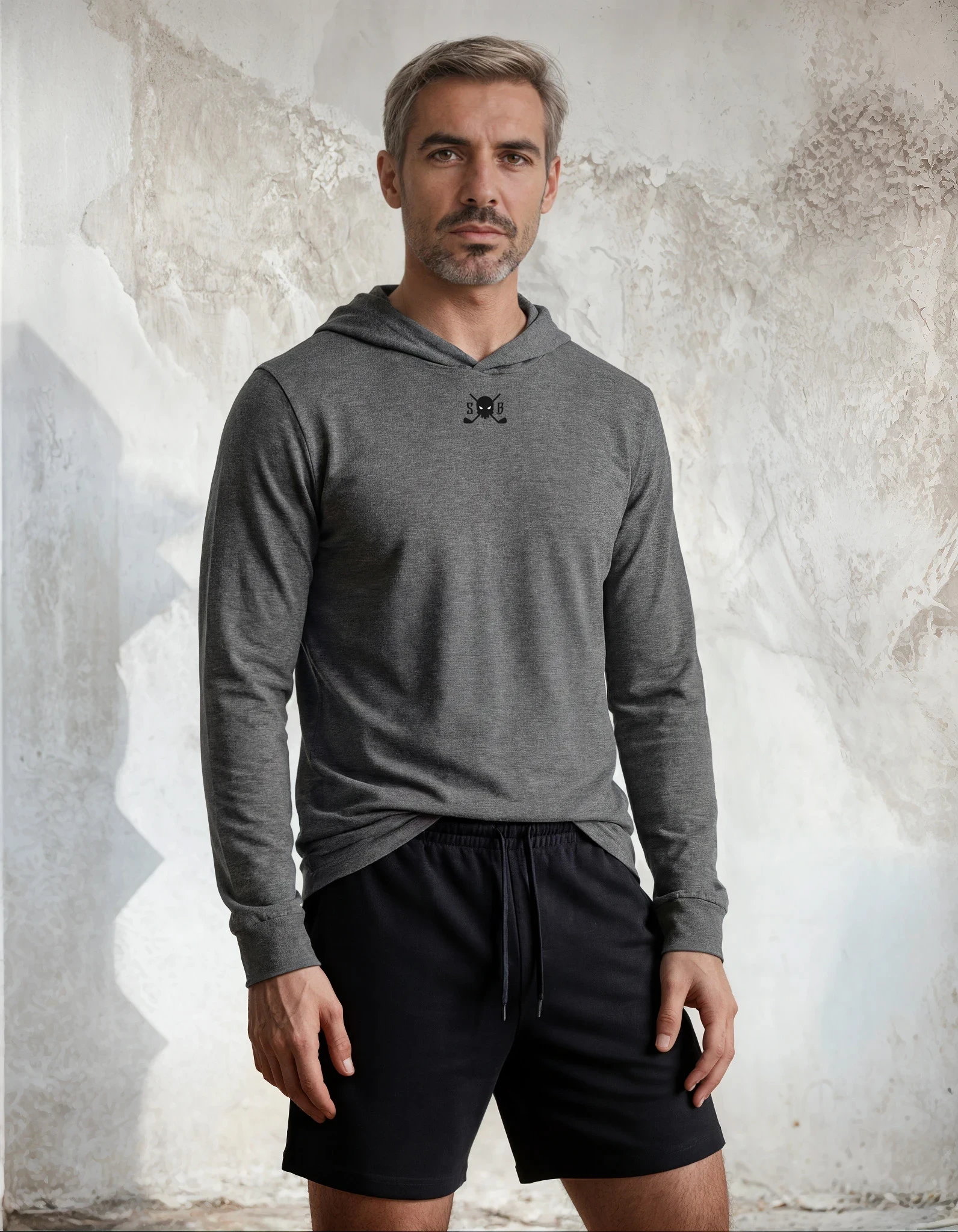 Sentinel – The Elite Men’s Long Sleeve Hooded Tee 1 | Skull and Bogeys - Golf brand with skull logo and premium headwear Sentinel – The Elite Men’s Long Sleeve Hooded Tee