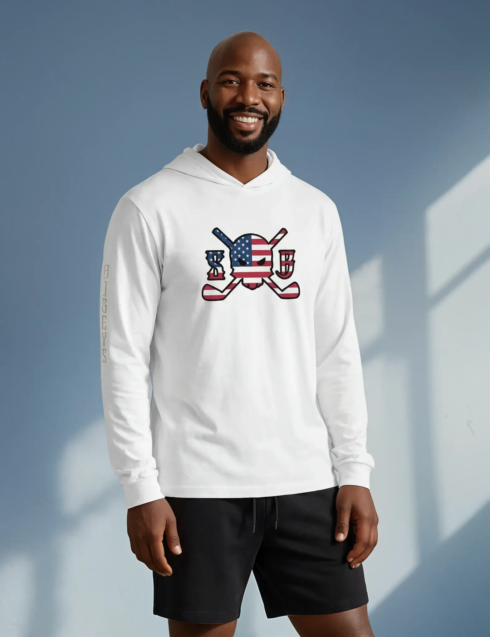 Patriot Long Sleeve Hooded Tee 2 | Skull and Bogeys - Golf brand with skull logo and premium headwear Patriot Long Sleeve Hooded Tee - Image 2