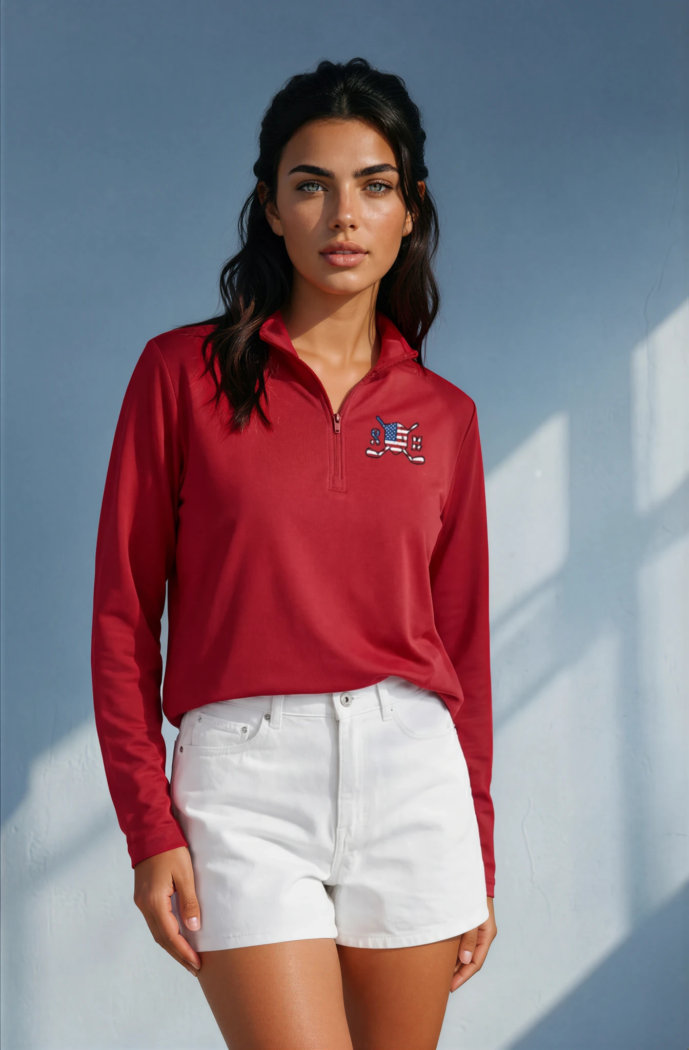 Patriot Clarity - Quarter Zip Golf Pullover (Men's and Women's) 1 | Skull and Bogeys - Golf brand with skull logo and premium headwear patriot clarity